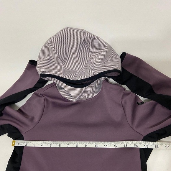 Nike Dri-Fit Girls Sweatshirt Hoodie Purple Black Striped Long Sleeve Size M - Picture 9 of 14